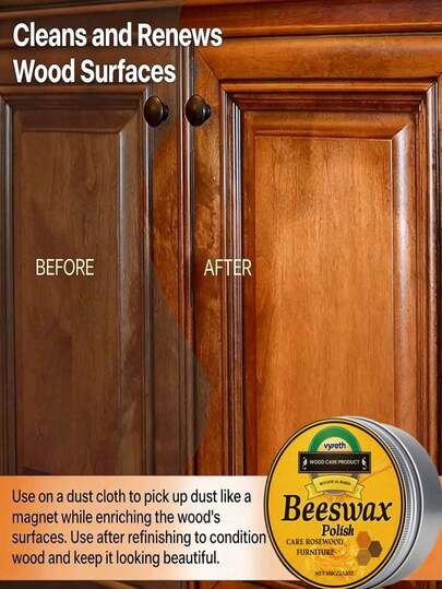 100g Professional Grade Natural Beeswax Repair And Restoration Paste, For Deep Nourishment Against Cracking, Polishing And Scratch Repair, Anti-Aging Cleaner And Brightener, Suitable For Solid Furniture, Floors, Countertops, Doors And Windows. Say Goodbye To Dullness And Scratches, Easily Restore To Like New Condition. Floor Care Oil, Maintenance Oil, Wax For Household Solid Composite Flooring