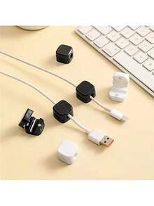 6pcs PVC Cable Clips - Strong Adhesive Cable Organizer Without Drilling, Suitable For Desk, Bedside Table, Office, Home, Can Fix USB, Phone Charger, Audio Cables, Etc. - Multicolor - View 6