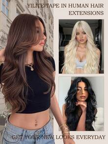 YILITE Skin Weft PU Tape On Hair 4x0.8cm 10PCS 20PCS Tape In Hair Extensions Human Hair Injected Invisible Tape Hair Extensions - S1 - View 11