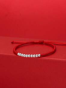 Luxury Lucky Bead Red Rope Bracelet, Versatile Gift Set - Red - View 5