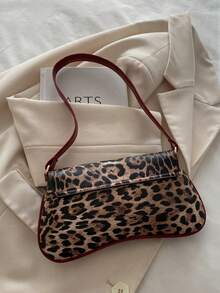 This New Shoulder Bag Features A Simple And Fashionable Design, Decorated With A Leopard Print Pattern And A Striking Color Contrast. It Has A Foldable Design, Allowing It To Be Used As Both A Clutch And A Shoulder Bag. It Is Perfect For Daily Outings, Shopping, Office, Parties, Vacations, And Short Trips. The Color Is Burgundy, Making It Very Versatile. - Red - View 9