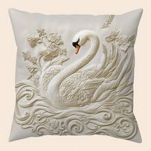 1pc 2D Cute White Swan Pattern Printed Pillow Cover, Suitable For Office, Home, Bedroom, Living Room, Cushion Cover, Room Decor - Bedroom Decor - Holiday Decor - Party Decor - Multiple Sizes (Pillow Insert Not Included) - No Embroidery - Multicolor - View 10