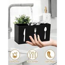 1pc Multi-Function Kitchen Utensil Organizer - Space-Saving Plastic Cutlery Holder, Can Store Spoons, Knives And Forks, Durable, Suitable For Kitchen Countertop And Drawers, Ideal For Home, Restaurant And Tabletop Storage - 白色 - 查看 5
