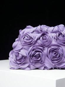 Women's Floral Print Clutch Bag, Elegant For Party, Ball, Wedding Accessories - Purple - View 4