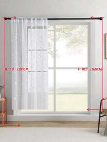 1 pièce Rideau transparent brodé, motif floral, avec poche pour tringle, en fibre de polyester avec protection UV et respirabilité, convient pour le salon, la chambre à coucher, la salle à manger - Blanc - Voir 56