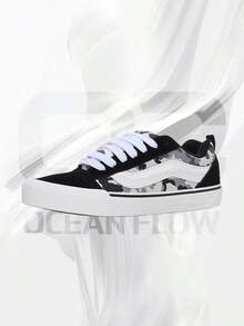 Vans Knu Skool Flame– Men's Lifestyle Sneakers – Shoes For Man -Vintage-Spring & Summer-Inspired Running Shoes, Shock-Absorbing Comfort, Gym To Streetwear Casual Wear-Mother's Day Gifts-Father's Day Gift–VN000D22BZW - Camo Black/White - 查看 2