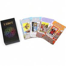 Baraja de Tarot edición alemana para principiantes con significados en ellas. Baraja de Tarot Rider Waite con explicaciones detalladas para aprender el kit de adivinación. Diseño de arcoíris, chakra y zodíaco. Juego clásico de 78 cartas para lectura intuitiva y orientación - Blanco - Ver 3