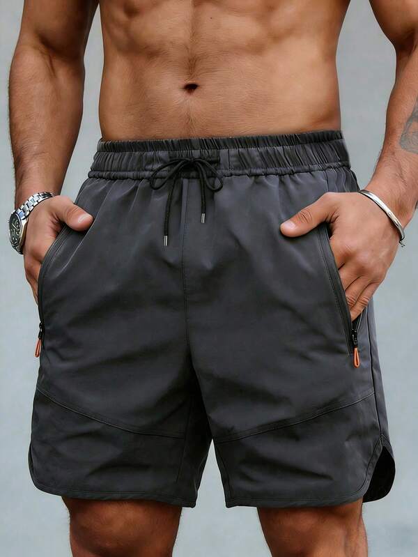 Men's Quick-Dry Breathable 5-Inch Casual Sports Shorts With Elastic Waist And Pockets, Suitable For Beach, Outdoor, Swimming Pool, Workout