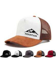 1pc Solid Mountain Print Baseball Cap, Polyester Trucker Hat, Versatile Daily Wear, Suitable Gift For Family, Friends, Boyfriend/Girlfriend, Christmas, Mother's Day, Father's Day, Teacher's Day, Birthday - Multicolor - View 11