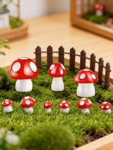 20pcs/10pcs/1pc Mini Red Resin Mushrooms, Realistic Mini Mushroom Decor, Fairy Garden Supplies, Small Mushroom Miniature Model Landscape Craft Accessories, Suitable For Garden Bonsai Micro Landscape Crafts And DIY Home Dollhouse Handmade Decoration - A - View 8