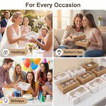 Bộ 150 món (50 hộp + 50 thẻ + 50 dây) Hộp giấy đựng kẹo, bánh quy, sô cô la cho các bữa tiệc ngày lễ, kèm thẻ và dây buộc, thích hợp để đóng gói quà tặng nhỏ trong các dịp cưới hỏi, sinh nhật, Ngày của Mẹ, lễ tốt nghiệp. Có thể đựng kẹo, bánh quy, sô cô la, bánh nướng, bánh rán, bánh tart, quà tặng nhỏ, mỹ phẩm, v.v. - Xem 6