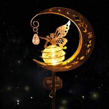 1pc Solar Powered Iron Art Moon & Fairy Kick Light, Warm LED Outdoor Garden Lawn Park Lamp - Fairy Kick - View 5