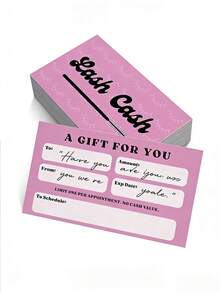 50pcs Pink Eyelash Design Gift Vouchers, Suitable For Eyelash Extension Salons, Beauty Businesses And Customer Loyalty Cards - Sets - View 4
