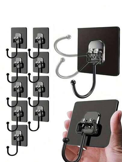 50pcs Heavy Duty Adhesive Wall Hooks, Sticky Wall Hangers, Damage-Free, Waterproof, Max 33lbs, Suitable For Bathroom, Kitchen, Towels, Coats, Keys