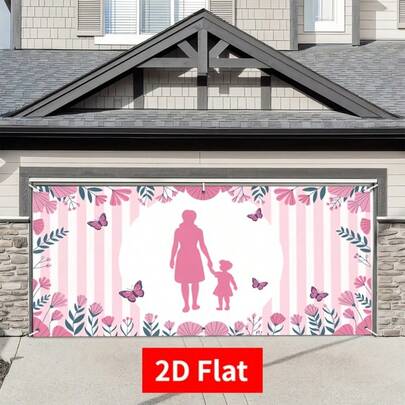 Un banner plano 2D con el tema del Día de la Madre, que presenta un diseño de corazón familiar, es perfecto como fondo de puerta de garaje para que las madres y los niños celebren durante la temporada festiva. Hay disponibles varios estilos y tamaños para seleccionar.