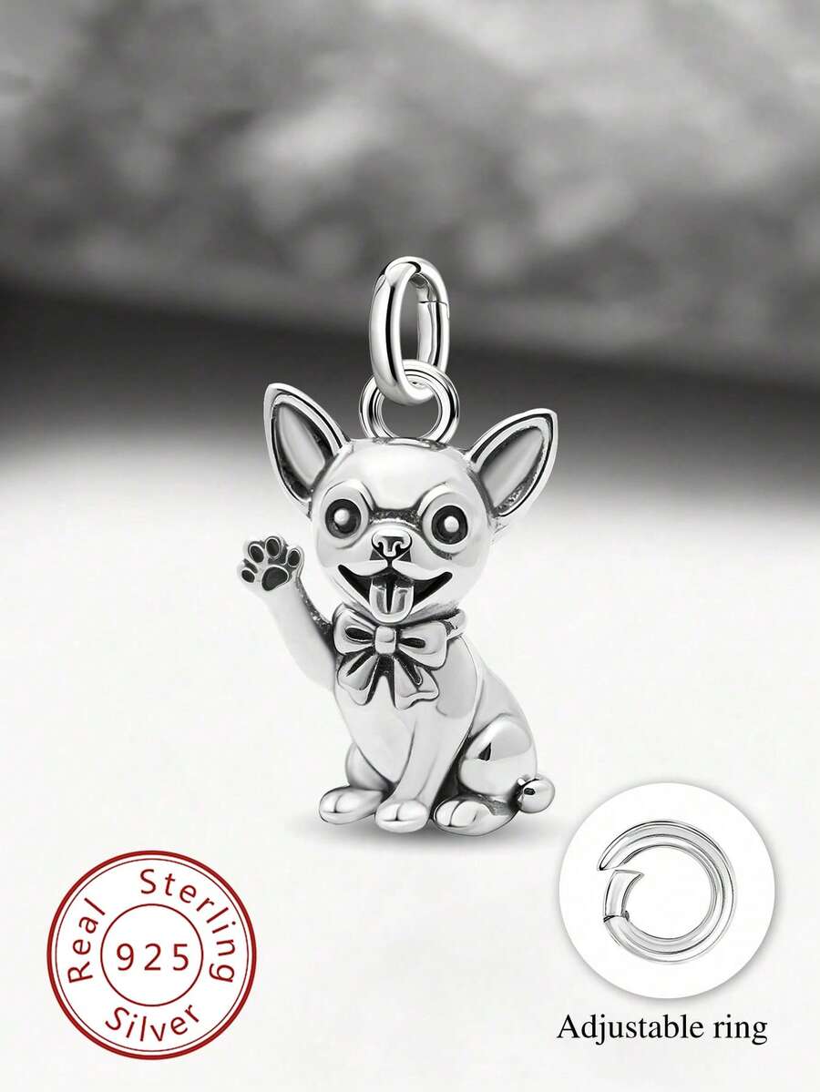 Mặt dây chuyền hình chó Chihuahua bằng bạc Sterling 925, thích hợp để tự làm vòng tay, quà tặng tinh tế, vật dụng cần thiết cho mùa tựu trường, phụ kiện balo cho thanh thiếu niên và sinh viên, phụ kiện tựu trường giá cả phải chăng.