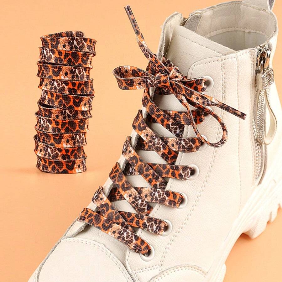 119.89cm Leopard Print Shoelaces, Fashionable For Men And Women, Available In Multiple Colors And Styles - A - View 1