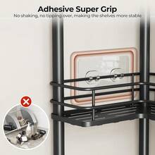 4 Tier Floor Standing Corner Shower Caddy Organizer With Toothbrush Holder, Large Spacing Floor Shower Shelf Rack Storage Stands With Hooks For Bathroom Kitchen, Black - Black - View 5