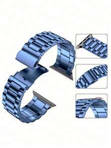兼容苹果手表表带,蓝色金属表带,不锈钢材质,男女通用,可调节,兼容苹果手表 Ultra 3/2/1、SE、S11/S10/S9/S8/S7/S6/S5/S4/S3/S2/S1 系列,时尚优雅,年轻时尚达人送给男友的礼物,智能手表替换表带,金属表带,纤薄轻巧,尺寸可选 38mm、40mm、41mm、42mm、44mm、45mm、49mm、46mm(不含手表),适合正式会议、商务、聚会、旅行、日常穿搭,男士智能手表配件,表带。 - 藍色 - 查看 6