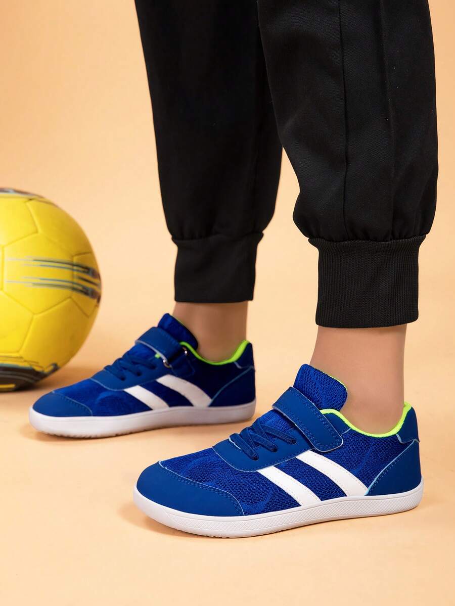 1 Pair Boys' Wide Fit Flat Bottom Sneakers, Suitable For Bunions, Breathable Mesh Casual Shoes - Blue - View 1