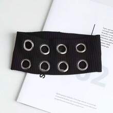 1个朋克女孩镂空弹力发箍，金属摇滚蒸汽朋克风格夏季发饰沙滩爪夹度假发夹 - 彩色 - 查看 6