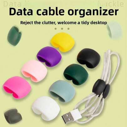 20pcs Cable Organizer Clips, Minimalist Multi-Functional Winding Holder, Can Tidy Up Earphone Cables, Charging Cables, Data Cables And Other Cords, Compact Design Takes Up Little Space, Convenient To Use, Suitable For Home, Office, Dorm, Helps Keep Desk And Personal Items Organized