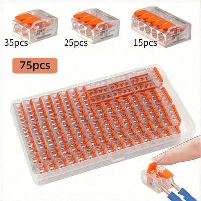 Cubidupi 75 Pieces/Box Electrical Quick Connectors, Lever-Type Cable Combination Kit, 2/3/5-Port Plug-In Electrical Connection Terminals, Plug-In Connection, Mini Quick Cable Connectors