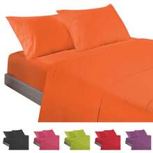 Ecommerc3 3-4 Piece Cotton Sheet Set, Fits Beds 80-200 Cm, Wide Variety Of Colors - 橘色 - 查看 2