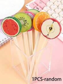 1PC/3PCS Fruit Slice Lollipop Ballpoint Pens, 0.7mm Journaling & Back To School Must-Have & School Supplie - Fruit Slicer Pen - View 11