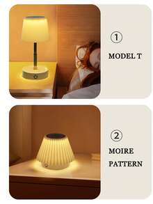 1pc Rechargeable LED Desk Lamp, Wireless Mini Bedside Lamp Suitable For Dorm Room & Bedroom Decor - White - View 7