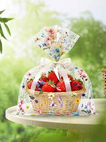10/30pcs Spring Wild Flower Transparent Plastic Gift Bags, Wild Flower Pattern Gift Packaging Large Bags Suitable For Wedding, Spring Party, Birthday Party Decoration, Party Cookies, Snacks, Candy Decoration, Baking Bags, Candy Bags, Snack Packaging Bags, Cookie Storage Bags, Ideal For Large Gift Packaging And Gift Basket Packaging, Spring Decoration, Home Decor, Party Bag Filler - Wildflowers - View 6