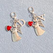 1个精美天使心形钥匙扣，锌合金材质，镶嵌水晶，配有龙虾扣，适合作为情人节、毕业典礼和派对礼物。 - 彩色 - 查看 4