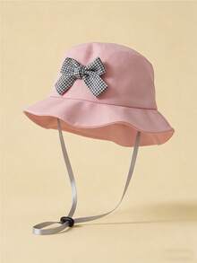 多色儿童渔夫帽，黑白格子蝴蝶结装饰，春夏防晒帽，可调节，适合户外、露营、海滩、日常佩戴，0-3岁 - 1PC - 查看 21