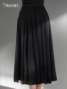 DonsGirl 1pc Women's Ballet Maxi Skirt, Asymmetric Ruffled Design With High Slit, Flowy Dance Dress For Solo Dance, Stage Performance & Carnival Sports - Black - View 12