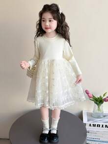 Tween Girls Dresses - Apricot Dress - View 2