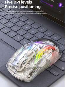 Ratón inalámbrico Bluetooth de juego con retroiluminación RGB transparente de 3 modos y pantalla - Ver 10