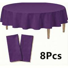 4/8/12 84 Inch Round Disposable Tablecloths, Thickened Waterproof PEVA Plastic Table Covers For Party, Wedding, Banquet & Daily Use - Purple - View 10