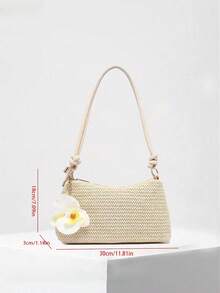 Dedoo 2026 Nuova borsa a tracolla intrecciata in stile coreano per donna, borsa di paglia retrò, borsa a mano portatile - Beige - Visualizzare 5