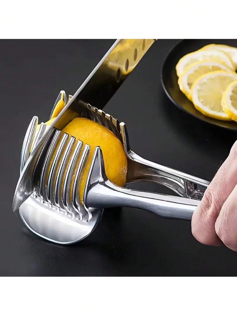 1 cái dụng cụ cắt chanh, cắt cà chua, dụng cụ cắt chanh bằng hợp kim nhôm, dụng cụ cắt đa năng dùng trong gia đình, dụng cụ chia trái cây và cà chua. Dụng cụ cắt chanh bằng hợp kim nhôm, kẹp cắt cà chua thủ công, dụng cụ chia cà chua và trứng/rau bina. Dụng cụ cắt chanh được làm từ chất liệu hợp kim. - Nhiều màu - Xem 1