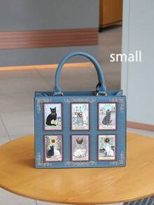 2025 High-End Fashion Summer New Women Handbag, Niche Design Tarot Card Diamond Tote Bag, Large Capacity Y2K Cute Cat Bag, Unique Handmade Embroidery Beaded Briefcase, Retro One Shoulder Tote Bag - 彩色 - 查看 21