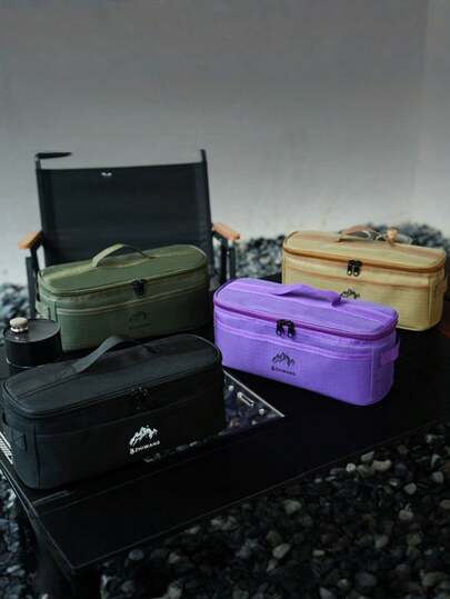 1 pieza Bolsa de almacenamiento multifuncional para camping al aire libre con tabla, equipo de camping portátil, bolsa miscelánea para exteriores, bolsa de almacenamiento de vajilla para camping al aire libre, utensilios de cocina multifuncionales para camping, vajilla, bolsa de almacenamiento de tazones y palillos, bolsa anti-colisión de iluminación portátil, bolsa de almacenamiento de gran capacidad