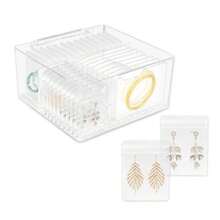 Caja De Joyería Organizador De Joyas con 60 Bolsas Portátiles Anti Deslustre para Joyas Caja de Almacenamiento de Joyería de Viaje Acrílico Transparente para Collares Aretes Anillos y Brazaletes - Transparente - Ver 1