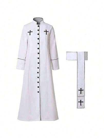 COS Women's Priest/Church Display Robe – Roman Cassock With High Collar, Dignified, Suitable For Various Ceremonies And Role-Playing, Exudes Humility And Confers A Sense Of Holiness On The Occasion.