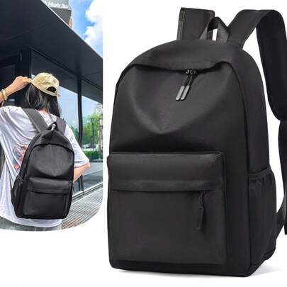 Nueva mochila minimalista, mochila versátil de moda para estudiantes de secundaria para hombres y mujeres, mochila de unicolor simple y elegante