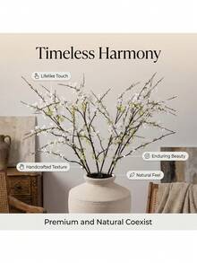 6pcs 35in/88.9cm Artificial Flowers | Cream Artificial Blossom Branch - White - View 3