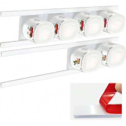 4 Pack Yogurt Organizer For Fridge, Yogurt Fridge Holder, Yogurt Holder With Adhesive Tapes For 3.75 Inch Yogurt, Yogurt Holder Tapes For Greek And Vegan Yogurt,42862528