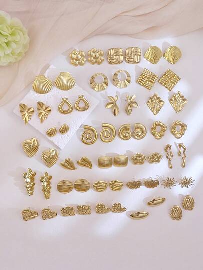 8 Pairs Multiple Statement Gold Earring Set For Women,Summer Beach Ocean Shell Conch Stud Earrings,Asymmetrical Geometric Round Square Earrings Women,Big Flower Earrings,Elegant Heart Earrings Hammered Design Stainlees Steel Jewellery For Women,Festival Accessories,Holiday Accessories,Mothers Day Easter Gifts,Daily,Wedding Party Chunky Jewelry For Women