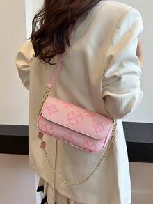 1 chiếc túi xách da PU màu hồng/be/đen dập nổi họa tiết cỏ bốn lá và trái tim dâu tây, kiểu dáng tote/đeo vai/đeo chéo, khóa nam châm và khóa kéo, phong cách sang trọng ngọt ngào cho mùa xuân/hè, đi chơi, hẹn hò, mặc thường ngày. - Hồng - Xem 2