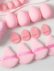 20pcs Makeup Brush Set, 1pc Butterfly Headband, 2pcs Wristbands, 1pc Makeup Remover Sponge, 4pcs Triangle Powder Puffs, 4pcs Finger Makeup Sponges, 4pcs Mini Makeup Blenders, Multi-Purpose Beauty Sponges For Foundation, Concealer, Suitable For All Skin Types, Specially Designed For Contouring, Eyes And Corners, Women Makeup Tool Kit - Pink - View 5