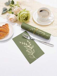 20 piezas Servilletas de papel con hojas verdes grandes, servilletas para fiestas, bodas, banquetes, cumpleaños, aniversarios y otras decoraciones, suministros para fiestas, tamaño 40 x 33 cm, adecuadas para Halloween, Navidad, Año Nuevo, San Valentín y otros eventos - A - Ver 6